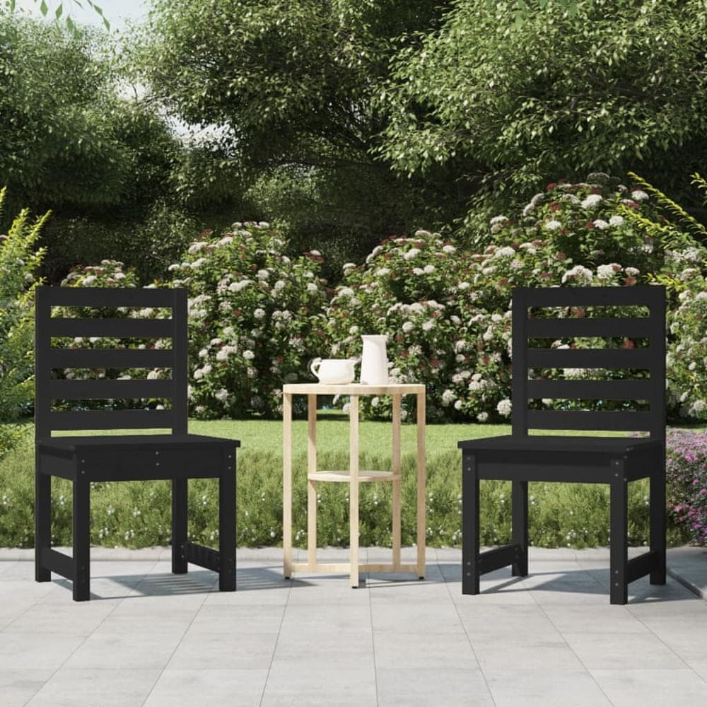 Vidaxl Záhradné stoličky 2 ks čierne 40,5x48x91,5 cm borovicový masív